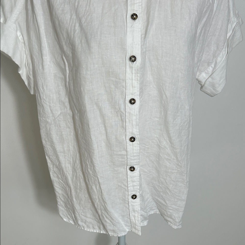 J.Crew Baird McNutt Linen White Button-Up Shirt Medium - Picture 3 of 7